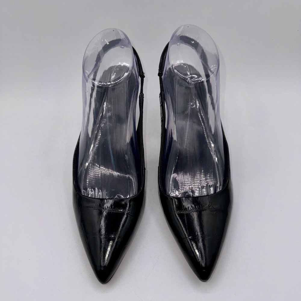 Vince. Patrice Pumps Women's Size 7.5 Crocodile Embossed Black Leather - Picture 2 of 13